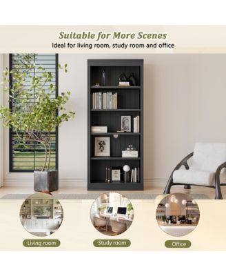 83.4" 5-Tier Bookcase with Light & Adjustable Shelves