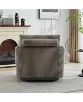 Corduroy Swivel Accent Chair with Pillows
