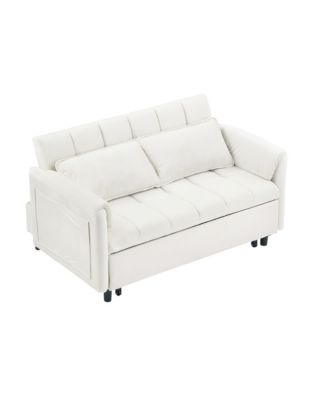 Streamdale Beige Velvet Sofa Bed - Convertible Sleeper Couch