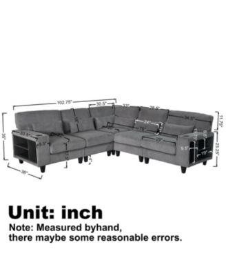 Streamdale L-Shaped Corduroy Sectional Sofa with Storage & Cup Holder