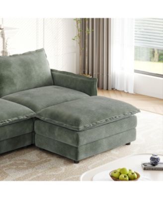 Streamdale Corduroy Loveseat Sofa with Ottoman & 2 Cushions
