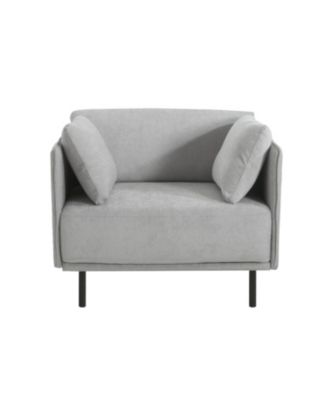 Vintage Lounge Chair Grey Polyester, Wood Frame, Steel Legs