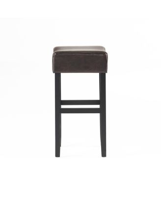 Luxurious Faux Leather Bar Stool with Sturdy Rubberwood Legs for Modern Dining