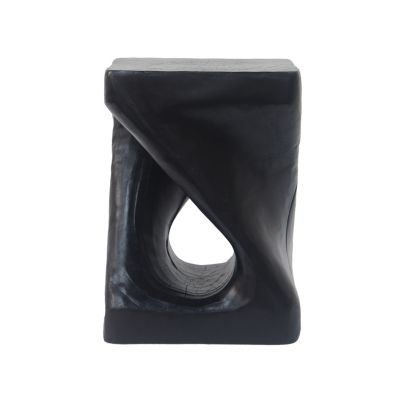 Streamdale Twist Shape Side Table, Wood-like texture, Black Color