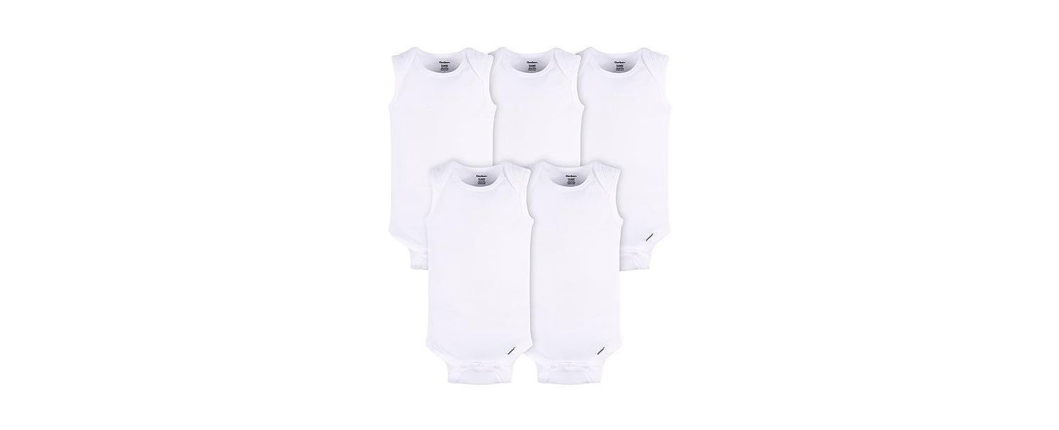 Baby Boys or Baby Girls White Sleeveless Onesies Bodysuits, 5-Pack