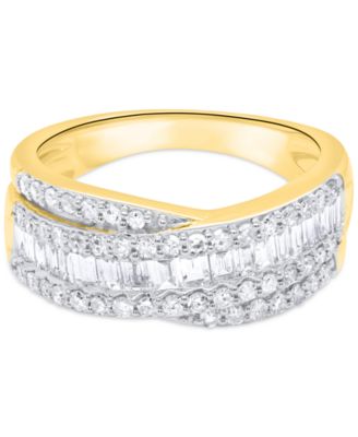 Lab-Grown Diamond Crisscross Band (1 ct. t.w.) in Sterling Silver or 14k Gold-Plated Sterling Silver