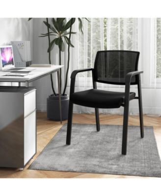 Set of 2 Stackable Reception Room Chairs with Padded Seat-Black