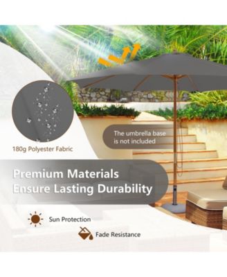 10 Feet Patio Umbrella with 8 Wooden Ribs and 3 Adjustable Heights