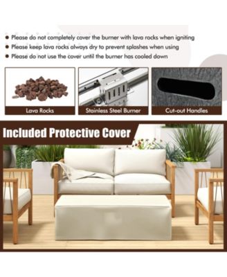 42.5 Inch 50000 BTU Fire Pit Table Set with Stainless Steel Burner