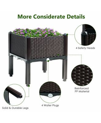 Set of 4 Elevated Flower Vegetable Grow Planter Box