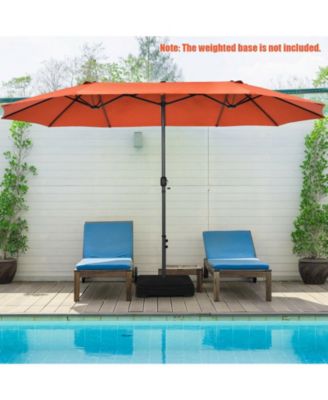 15 Feet Patio Double-Sided Umbrella with Hand-Crank System