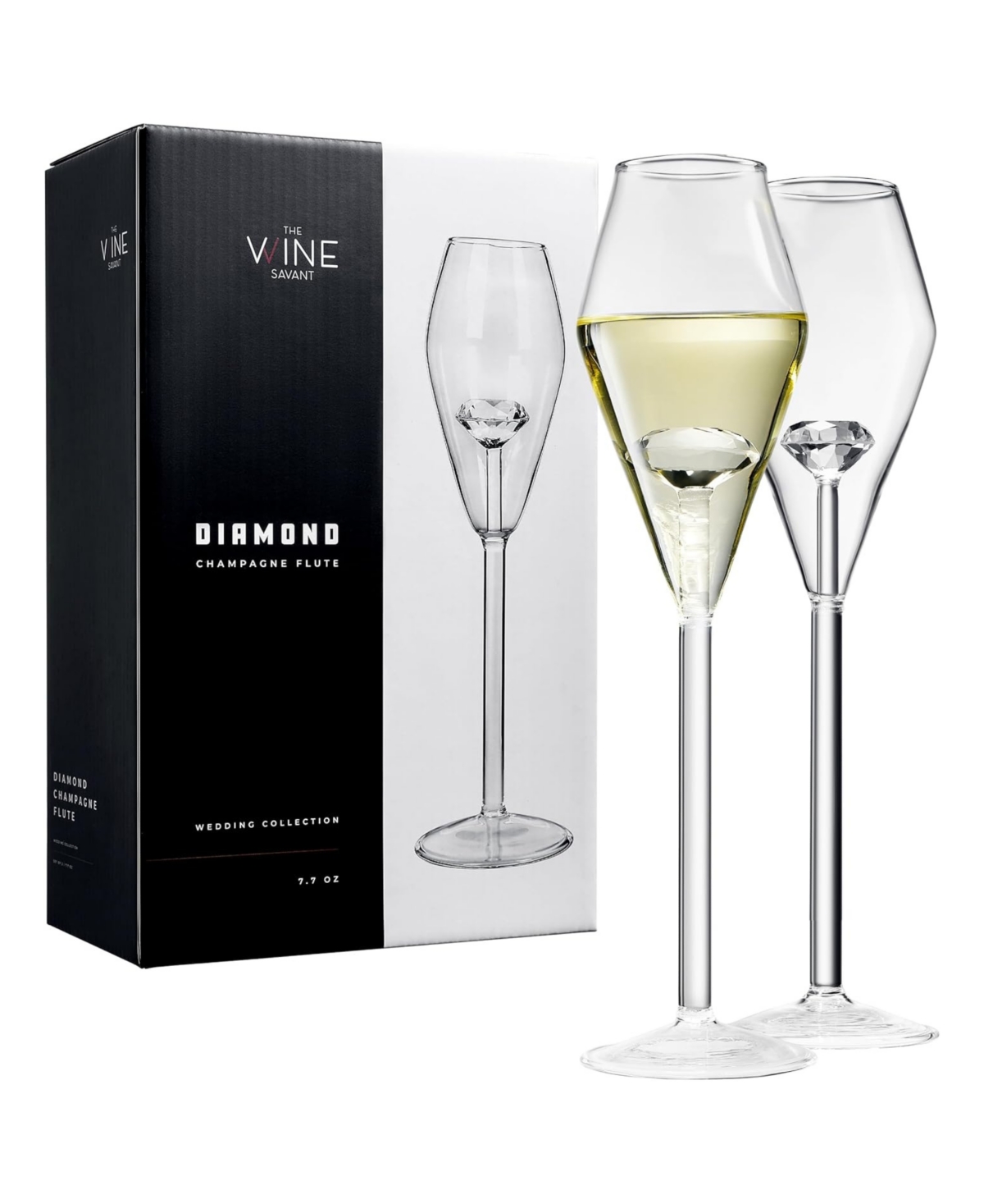 The Wine Savant Wedding Toast Champagne Flute Glasses, Set Of 2