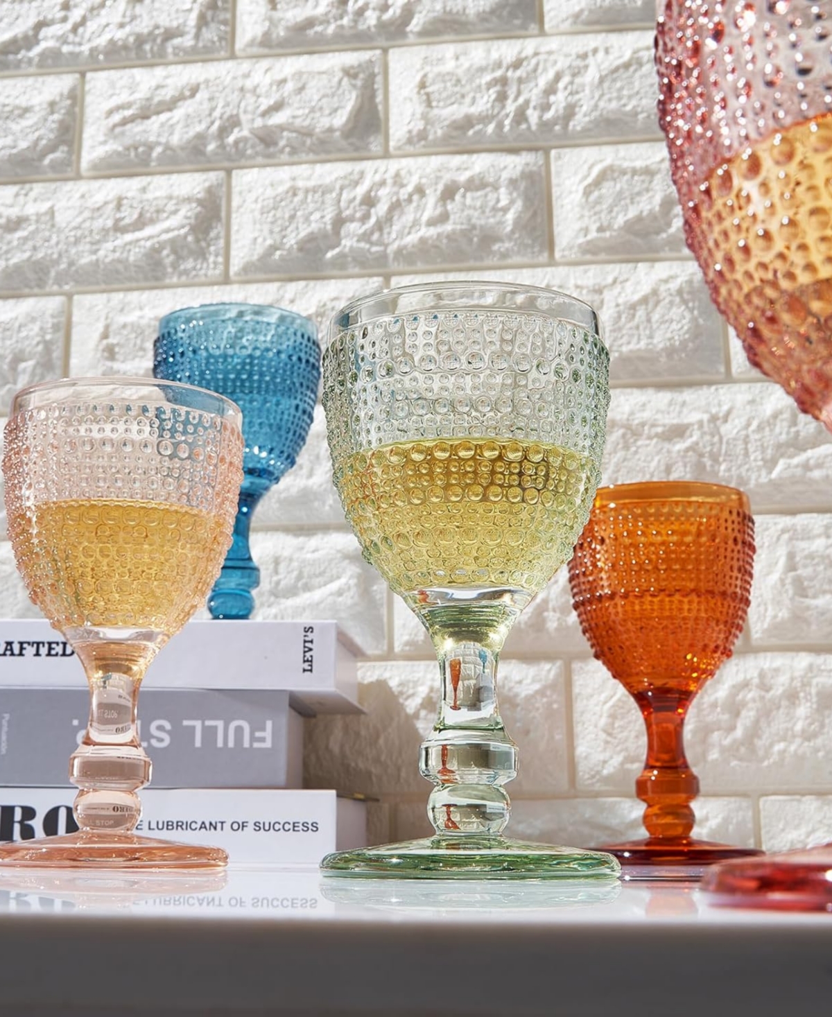 The Wine Savant Khen Vintage Hobnail Goblet Wine Glasses, Set Of 6