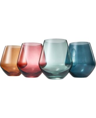 Khen Pastel Muted Stemless Wine Glasses, Set of 4