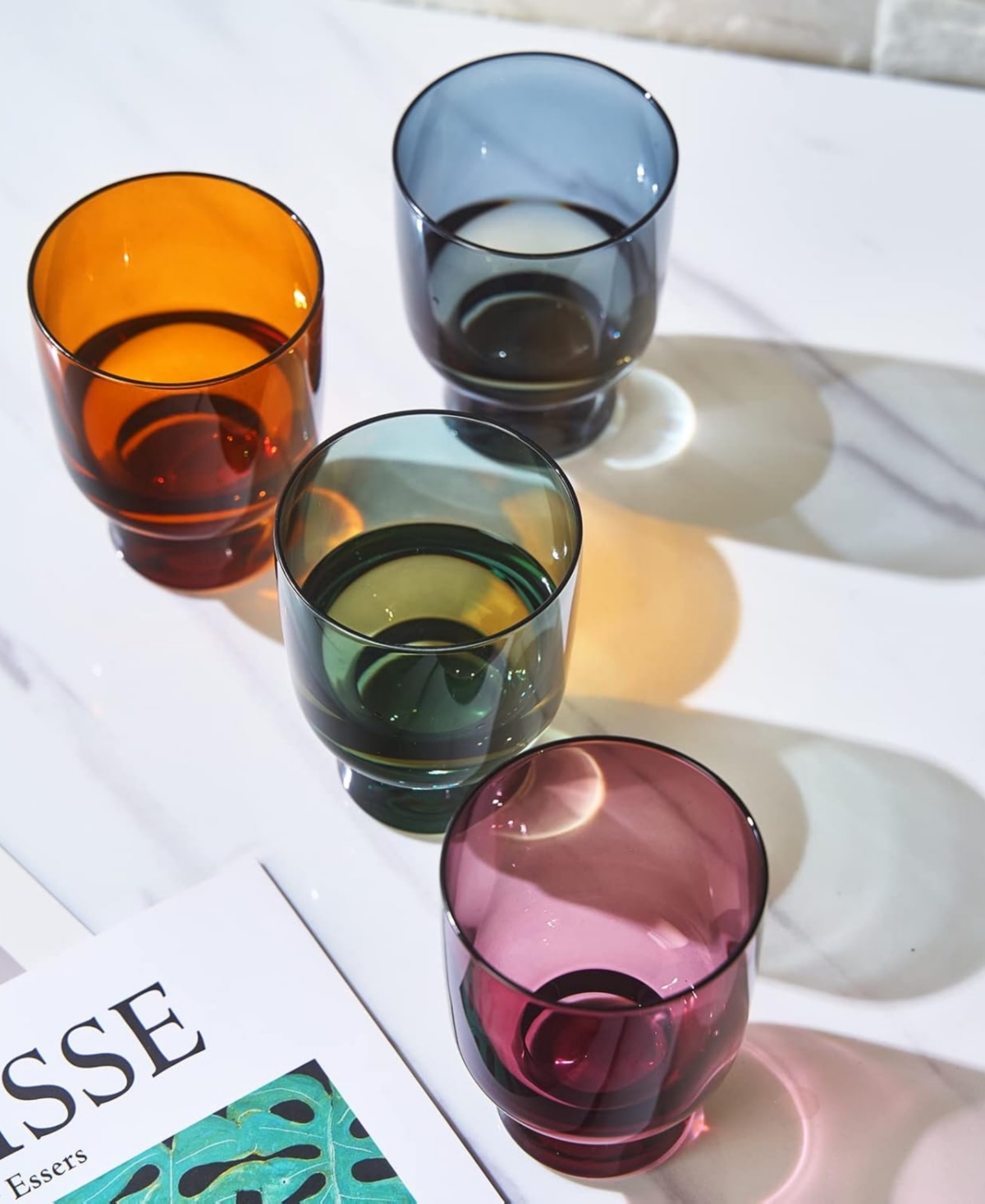 The Wine Savant Khen Pastel Muted Murano Wine Glasses, Set Of 4