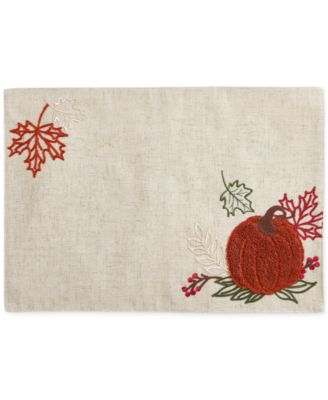 Cranston Embroidered Pumpkin Placemat, 13" x 19"