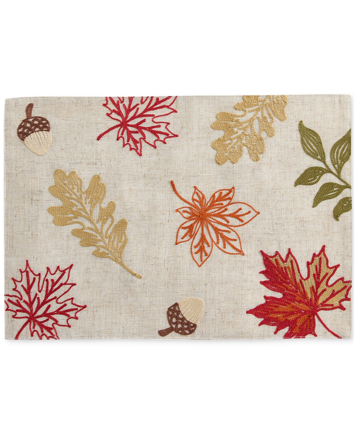 Elrene Hillsborough Embroidered Leaf Placemat, 13" X 19" In Neutral