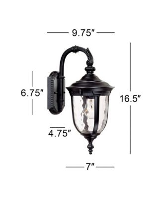 Bellagio Vintage Outdoor Wall Light Fixtures Set of 2 Texturized Black Downbridge 16 1/2" Clear Hammered Glass for Post Exterior Barn