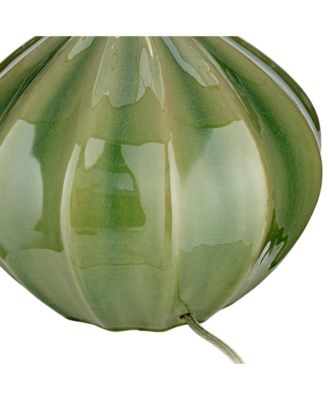 Gordy Modern Accent Table Lamps 20 1/2" High Set of 2 Ribbed Green Ceramic Oatmeal Fabric Drum Shade for Bedroom Living Room Nightstand