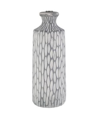 Patrick Modern Coastal Table Lamps 26 1/4" Tall Set of 2 White-Washed Gray Geometric Ceramic White Drum Shade for Bedroom Living Family Room Bedside Nightstand House Home Office - 360 Lighting