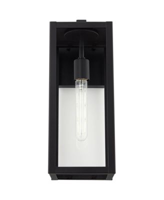 Titan Modern Outdoor Wall Light Fixtures Set of 2 Mystic Black Rectangular Frame 17" Clear Glass for Post Exterior Barn