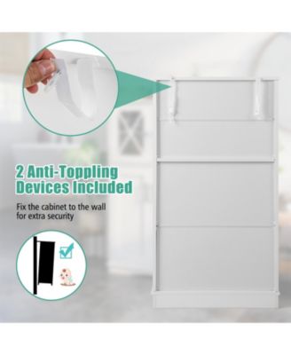 4 Doors Freeestanding Bathroom Floor Cabinet with Adjustable Shelves