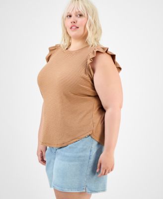 Plus Trendy Ruffle Cap-Sleeve Top