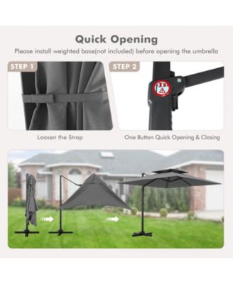 9.5 Feet Cantilever Patio Umbrella with 360° Rotation and Double Top