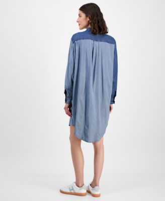 Women's Chambray Patchwork Shirtdress