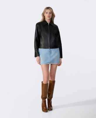 Women's Classic Leather Jacket, Created for Macy's