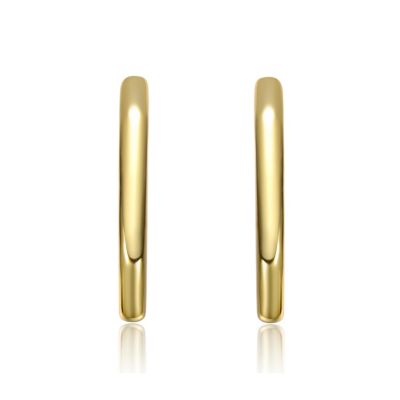 14K Gold Plated Open Geometric Tubular C-Hoop Earrings