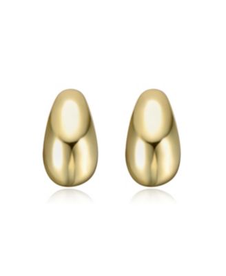 Sleek Teardrop Shapped Stud Earrings in White Gold Plated or 14K Gold Plated
