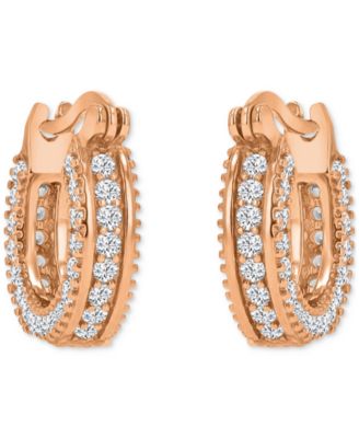 Cubic Zirconia Huggie Hoop Earrings in Sterling Silver
