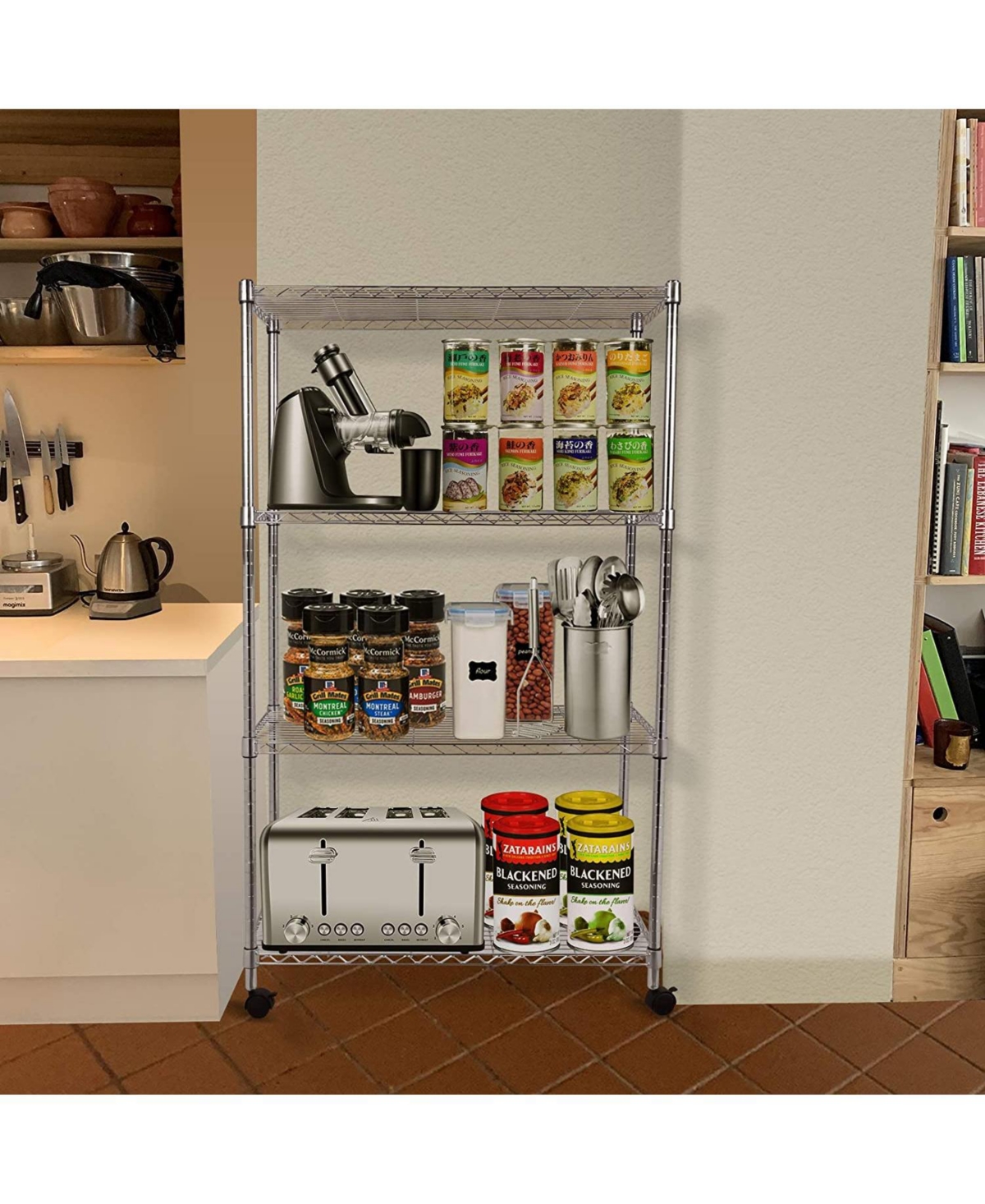 Heught Adjustable Simple Deluxe 4-Tier Heavy Duty Storage Shelving Unit