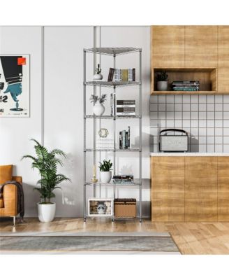 6 Tier Shelf Corner Wire Shelf Rack Pentagonal Shelves Adjustable Metal Heavy Duty Free Standing Corner Storage Display Chrome Rack for Bathroom, Living Room, Kitchen - Chrome