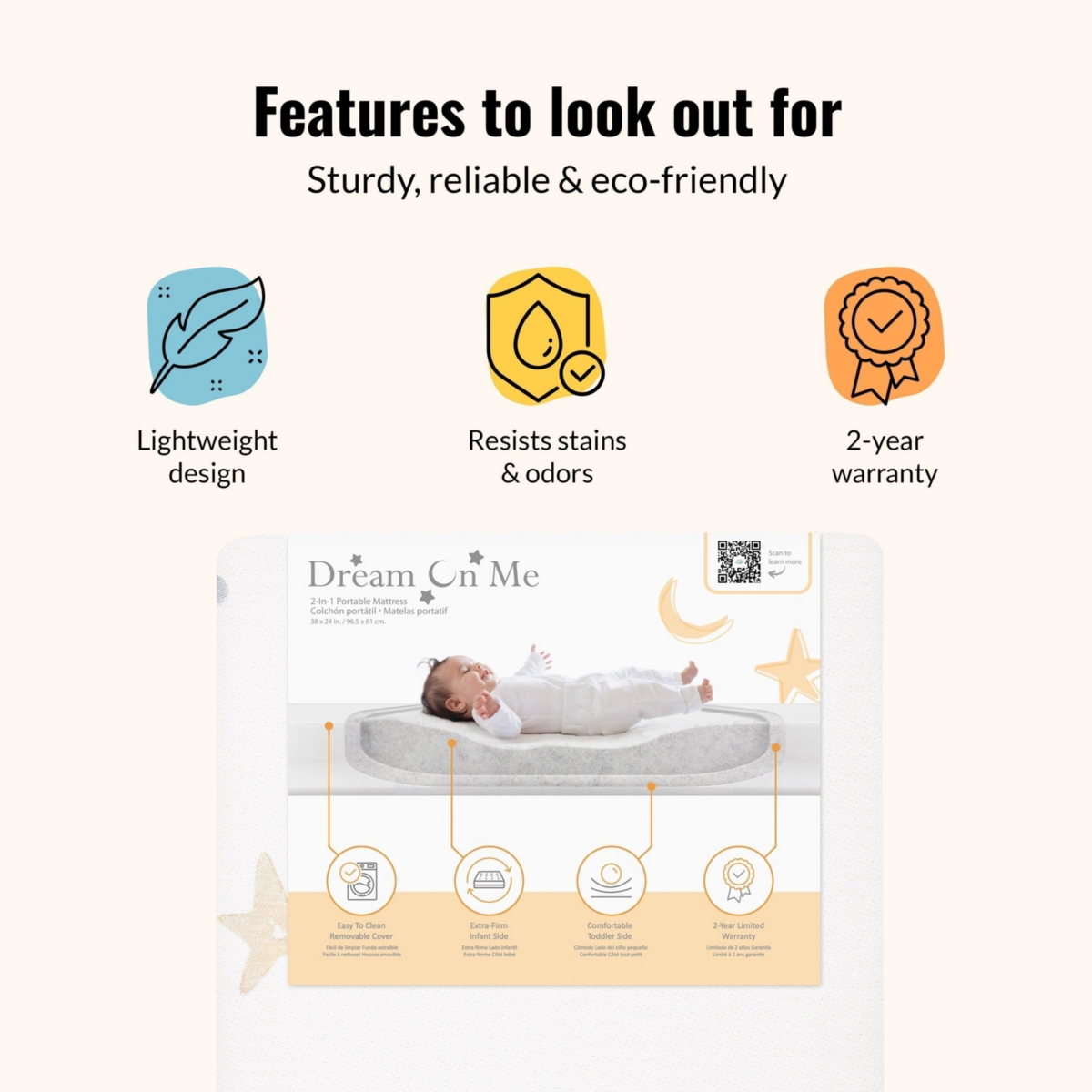 Dream On Me Moonlight Bright Mattress