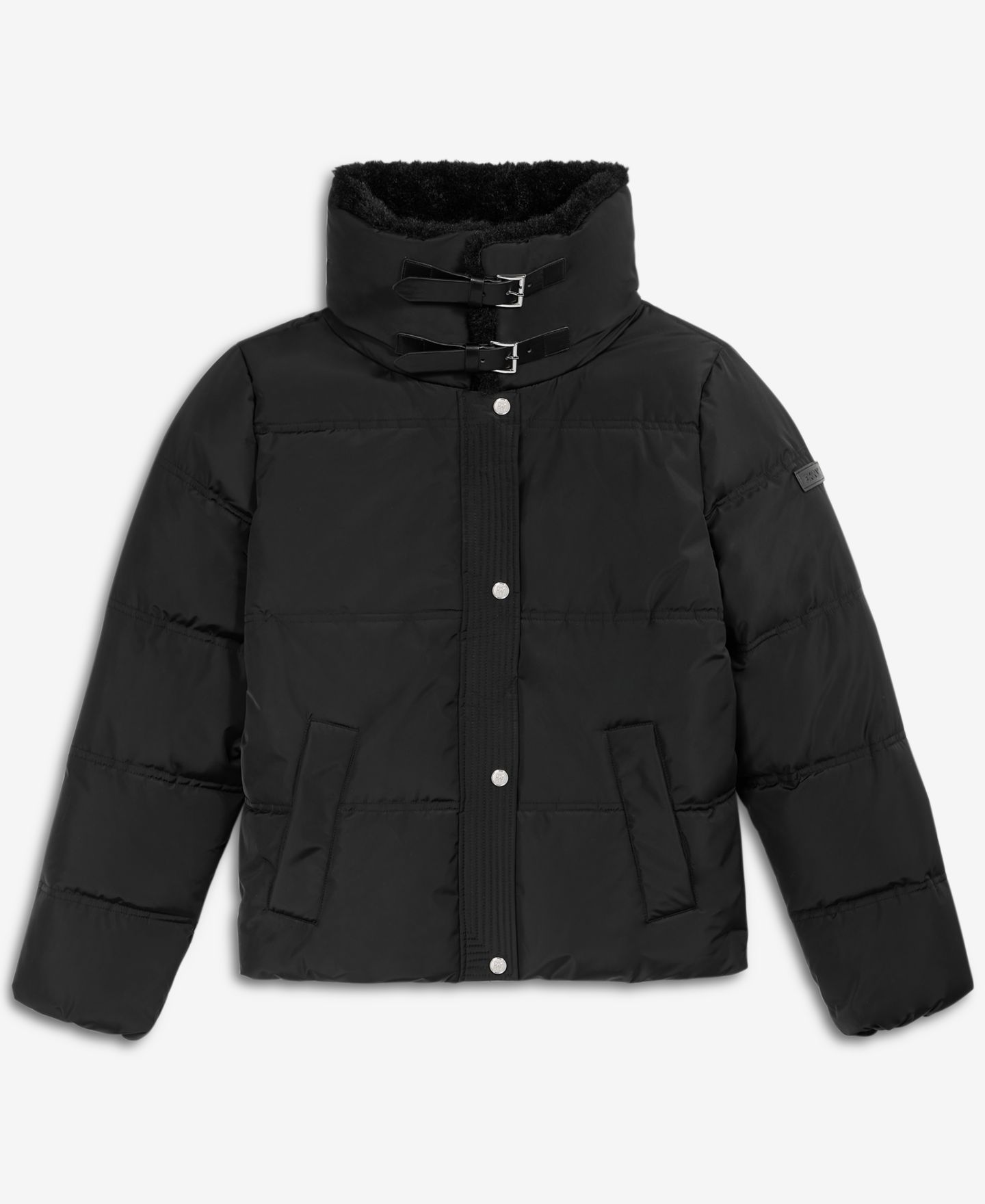 Женская куртка DKNY Faux-Fur-Collar Zip-Front Puffer, цвет: Чёрный — фото 3
