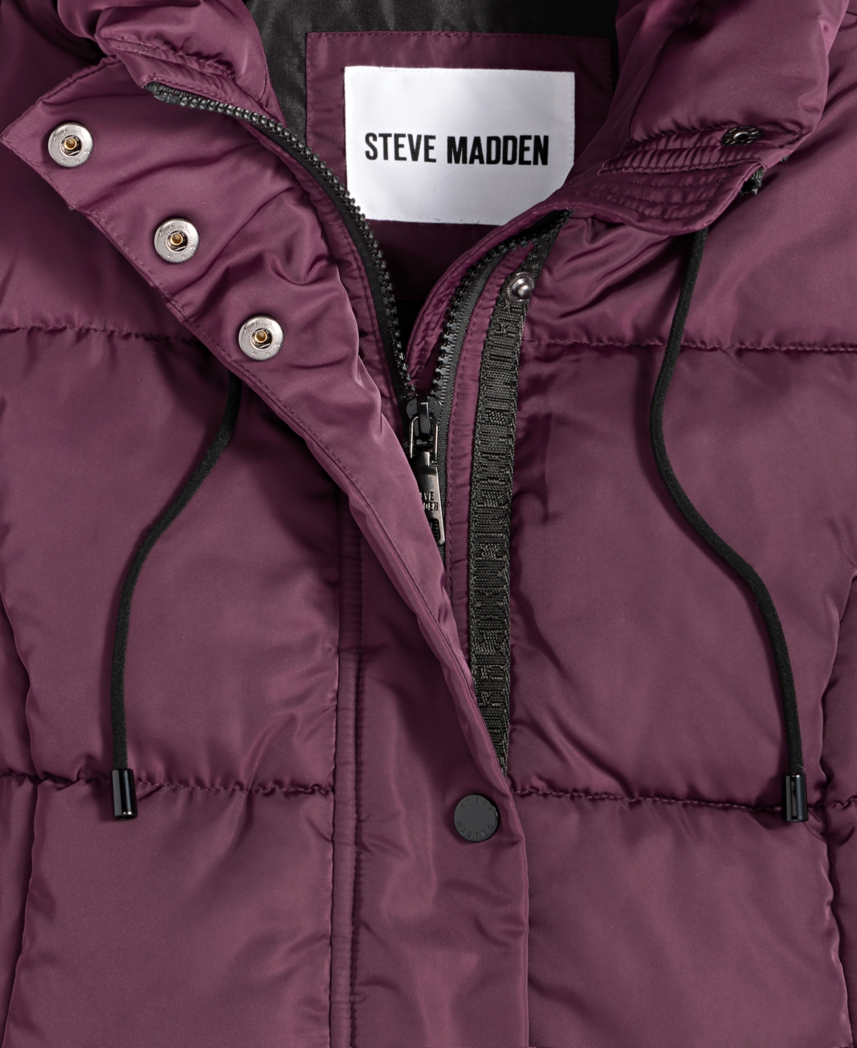 Steve Madden Plus Size Hooded Anorak Puffer Coat In Purple