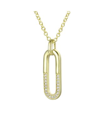 14K Gold Plated Cubic Zirconia hollow Geometrical Pendant Necklace