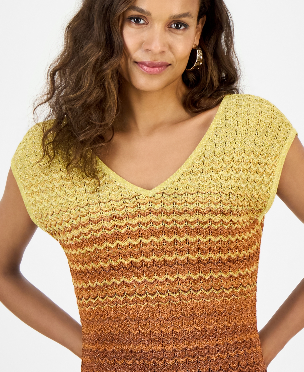 Inc International Concepts I.n.c International Concepts Petite Knit Ombre Stripe Top In Green