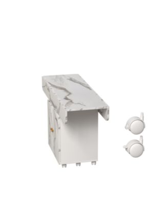 47" Wood Removable Entryway Table with 6 Wheels Folding Dining Table