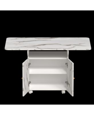 47" Wood Removable Entryway Table with 6 Wheels Folding Dining Table