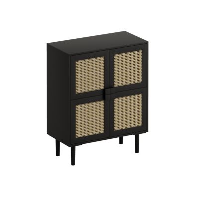 4-Door Rattan Mesh Cabinet for Entryway
