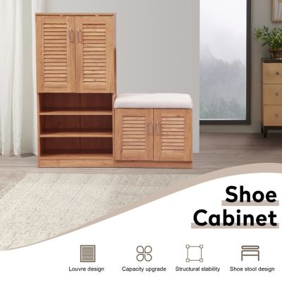 Streamdale Multifunctional Shoe Cabinet with Storage, Bench & Adjustable Shelves for Hallway