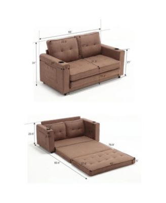 Streamdale 3-in-1 Sofa Bed with Storage and Cupholders