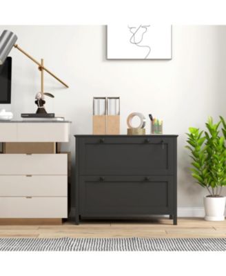 2 Drawer File Cabinet with Lock, Lateral Filing Cabinet with Keys and Adjustable Hanging Bar for Letter, A4 and Legal Size, File Cabinet for Home Office, Black