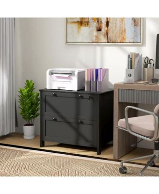 2 Drawer File Cabinet with Lock, Lateral Filing Cabinet with Keys and Adjustable Hanging Bar for Letter, A4 and Legal Size, File Cabinet for Home Office, Black