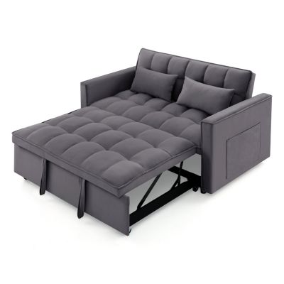 54.33 inch versatile foldable sofa bed in 3 lengths, modern sofa sofa sofa velvet pull-out bed, adjustable back
