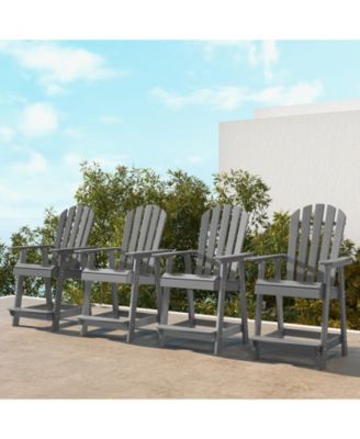 HDPE Patio Chair with Armrest and Footrest for Indoor Outdoor-Gray