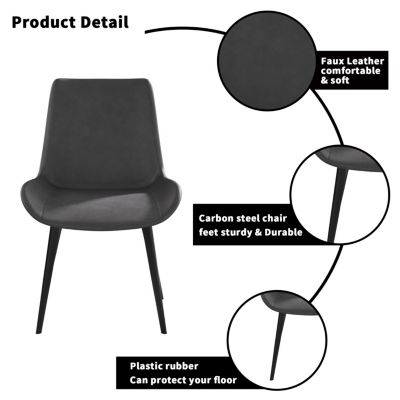 Grey Dining Chair with Black Metal Legs (4-pack)